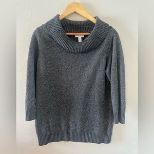Charter Club Silver Metallic Cowl Neck Sweater